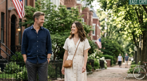 A couple walking through the streets of capitol hill, districts of columbia. (Generated with AI)