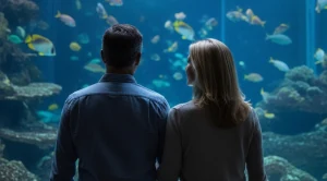 A couple enjoying a date at the aquarium. (Generated with AI)