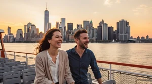 A couple enjoying a ferry ride together in new york city. (Generated with AI)