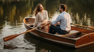 A couple on a rowboat at the central park in New York City. (Generated with AI)