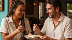 A couple sharing a key lime pie in key west. (Generated with AI)