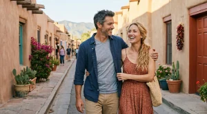 A couple strolling through the historic streets of albuquerque. (Generated with AI)