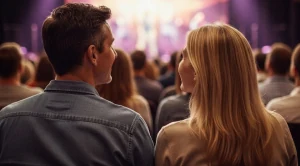 A couple enjyoing a drag show.  (Generated with AI)