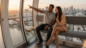 A couple taking in views from the observation wheel in miami. (Generated with AI)