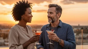 A couple enjoying a date on a rooftop. (Generated with AI)