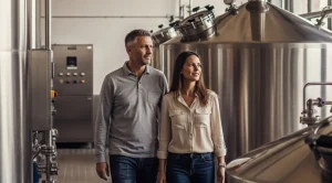 A couple on a brewery tour. (Generated with AI)