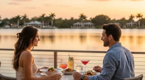 A couple having dinner with an lake view. (Generated with AI)