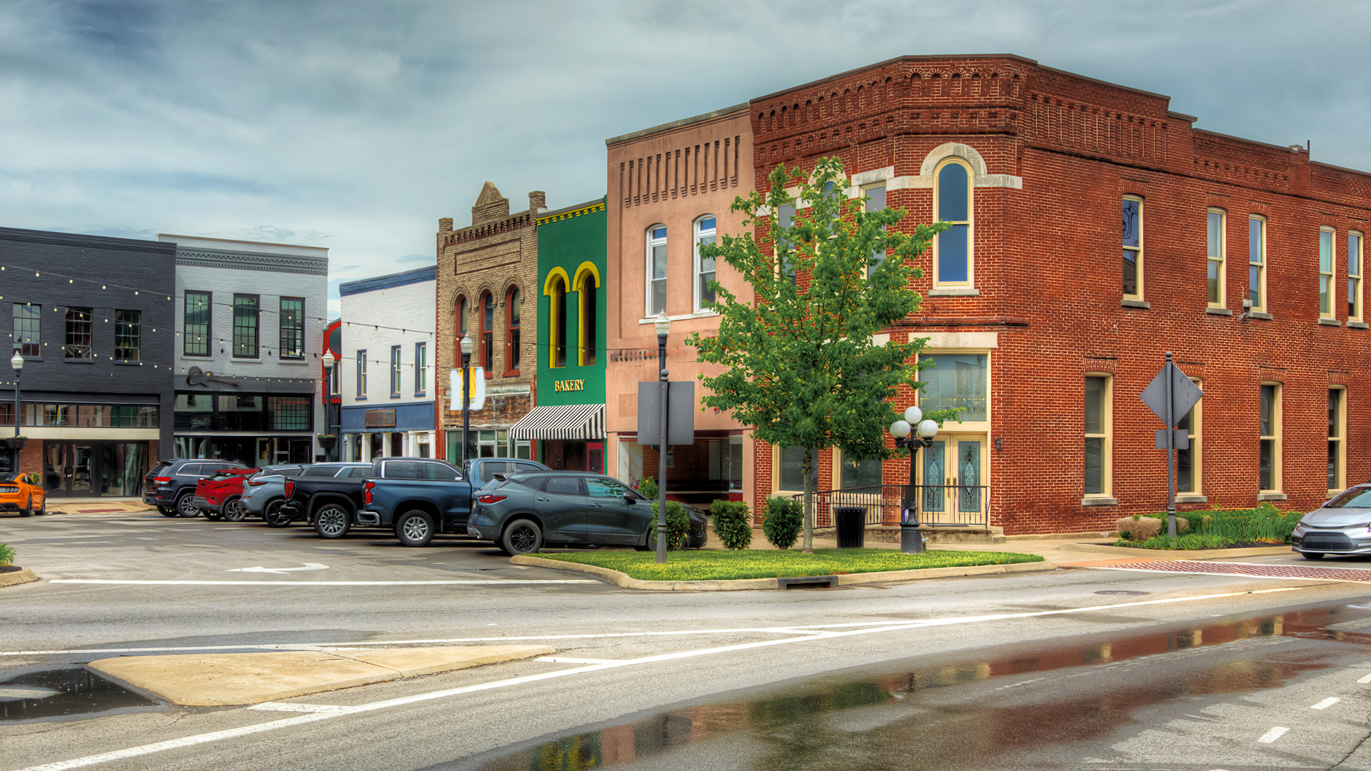 Downtown of Lebanon, PA. with houses and streets.