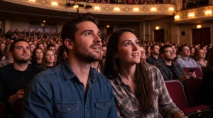 A couple enjoying a live show at the rialto theatre in Joliet, (Generated with AI)