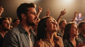 A couple enjoying a live concert at cefcu center in peoria. (Generated with AI)